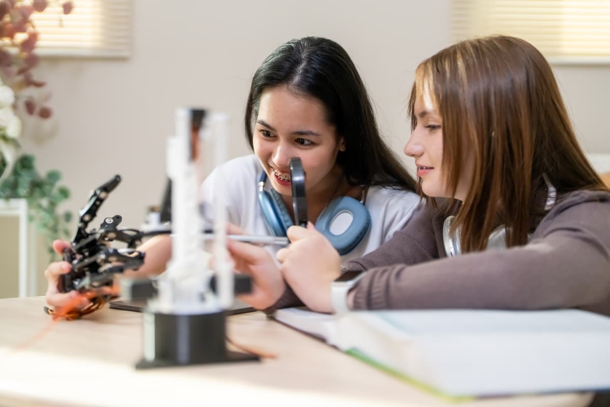 Students collaborating during a STEM workshop