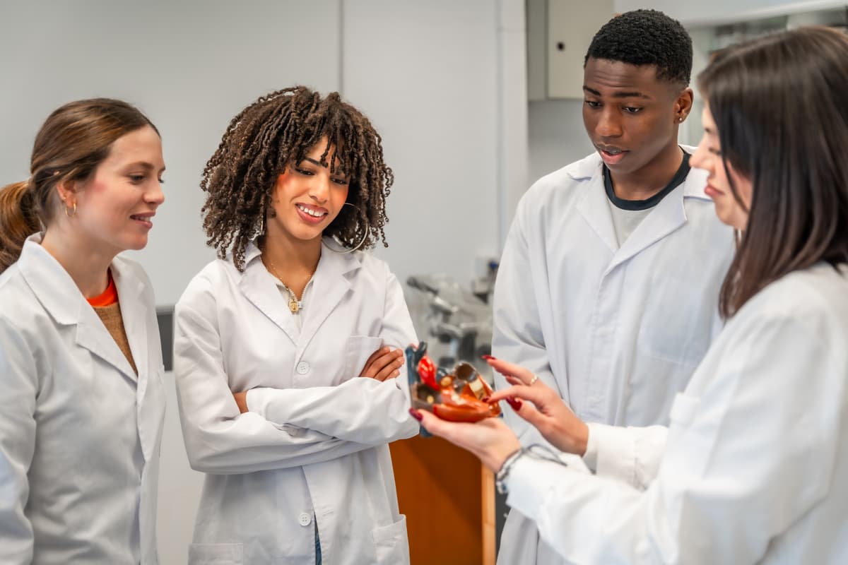 Students collaborating in a modern classroom at LMSC